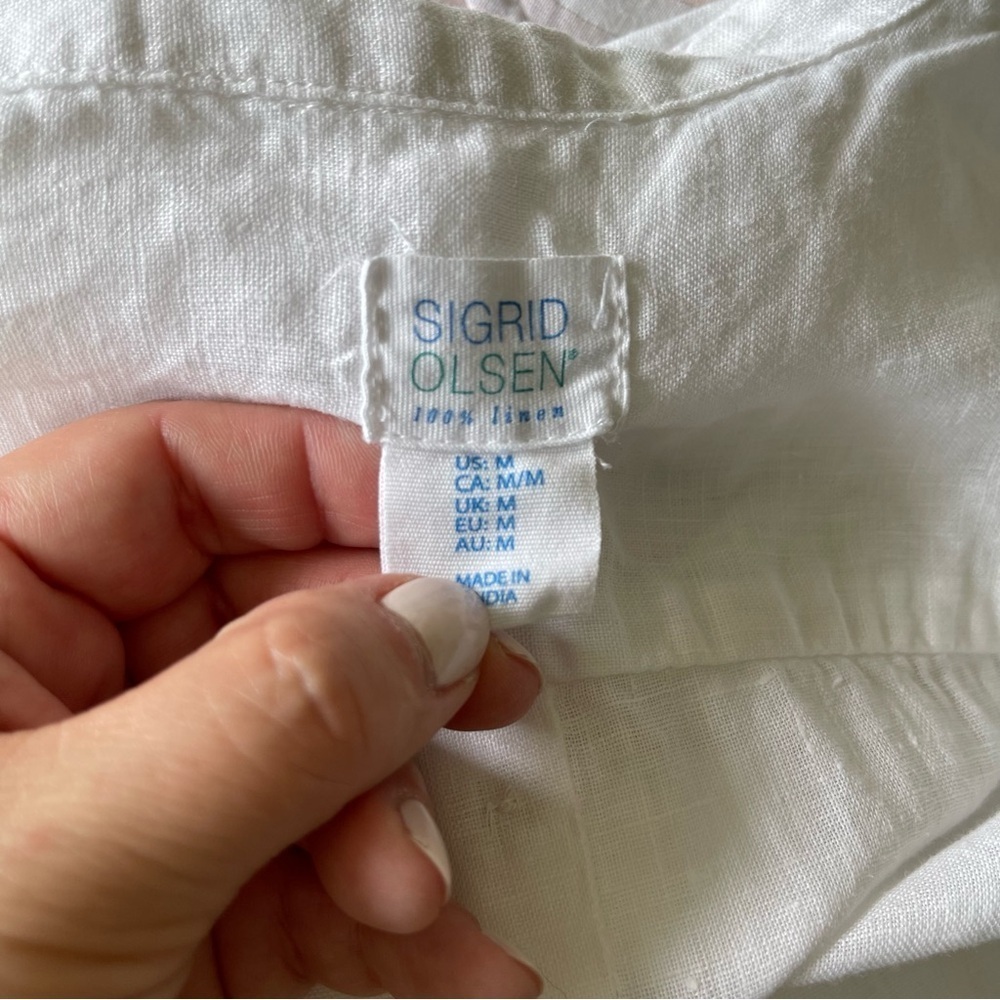 100% linen button down white shirt by SIGRID OLSEN in size M. - Picture 5 of 8